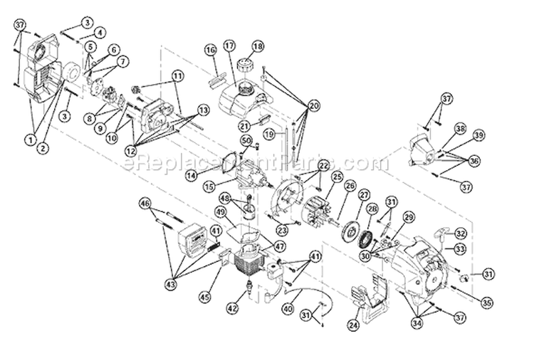 Page B Diagram and Parts List for YM400 41ADY40G401 Yard Man Trimmer